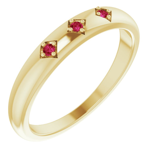 14K Yellow Natural Ruby Stackable Ring