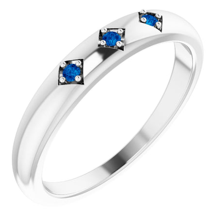 14K White Natural Blue Sapphire Stackable Ring