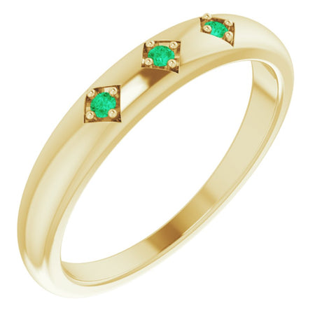 14K Yellow Natural Emerald Stackable Ring