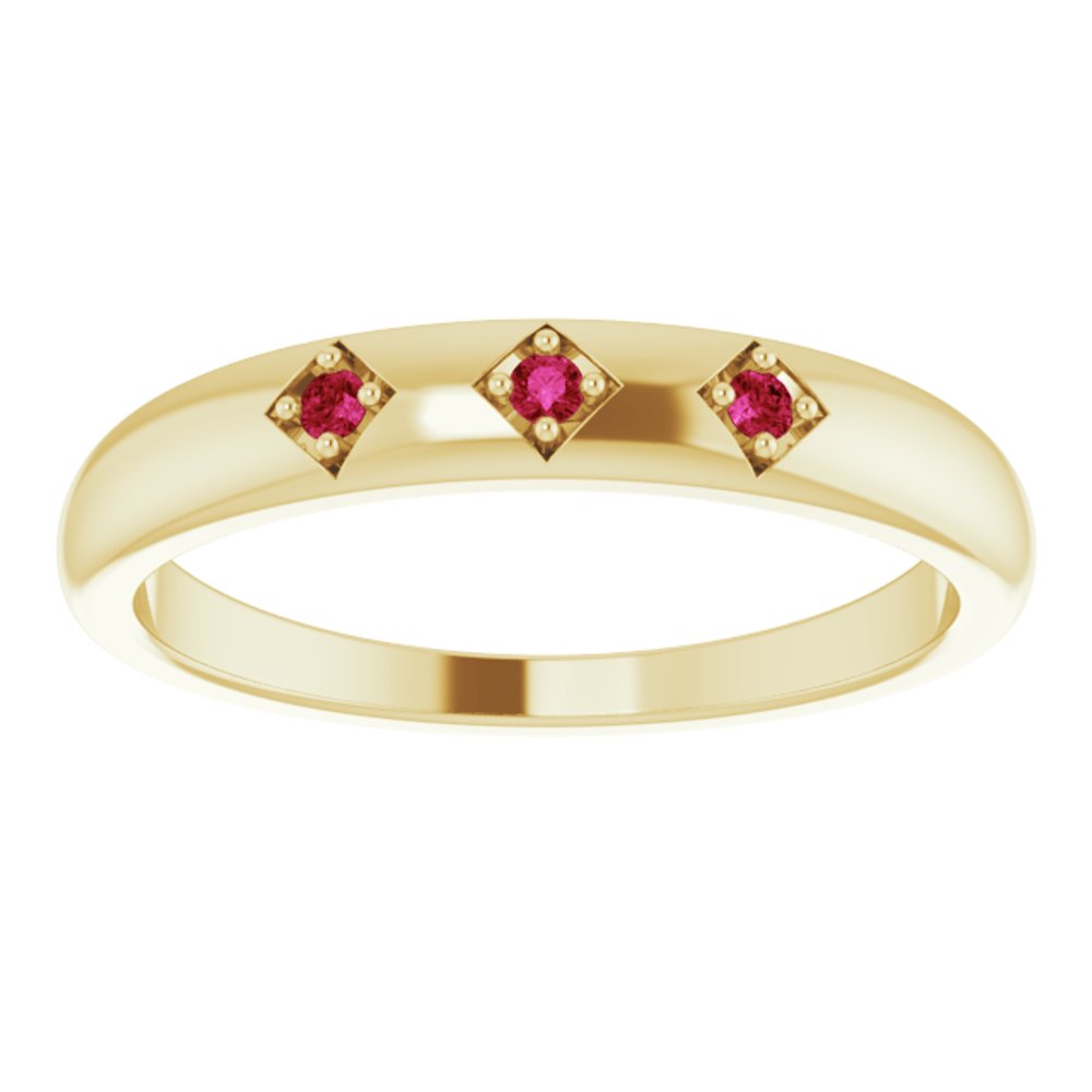 14K Yellow Natural Ruby Stackable Ring