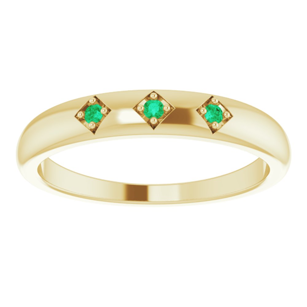 14K Yellow Natural Emerald Stackable Ring