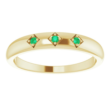 14K Yellow Natural Emerald Stackable Ring