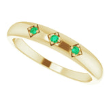 14K Yellow Natural Emerald Stackable Ring