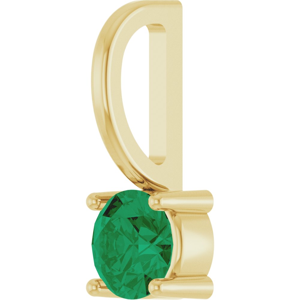 14K Yellow Lab-Grown Emerald Solitaire Charm/Pendant