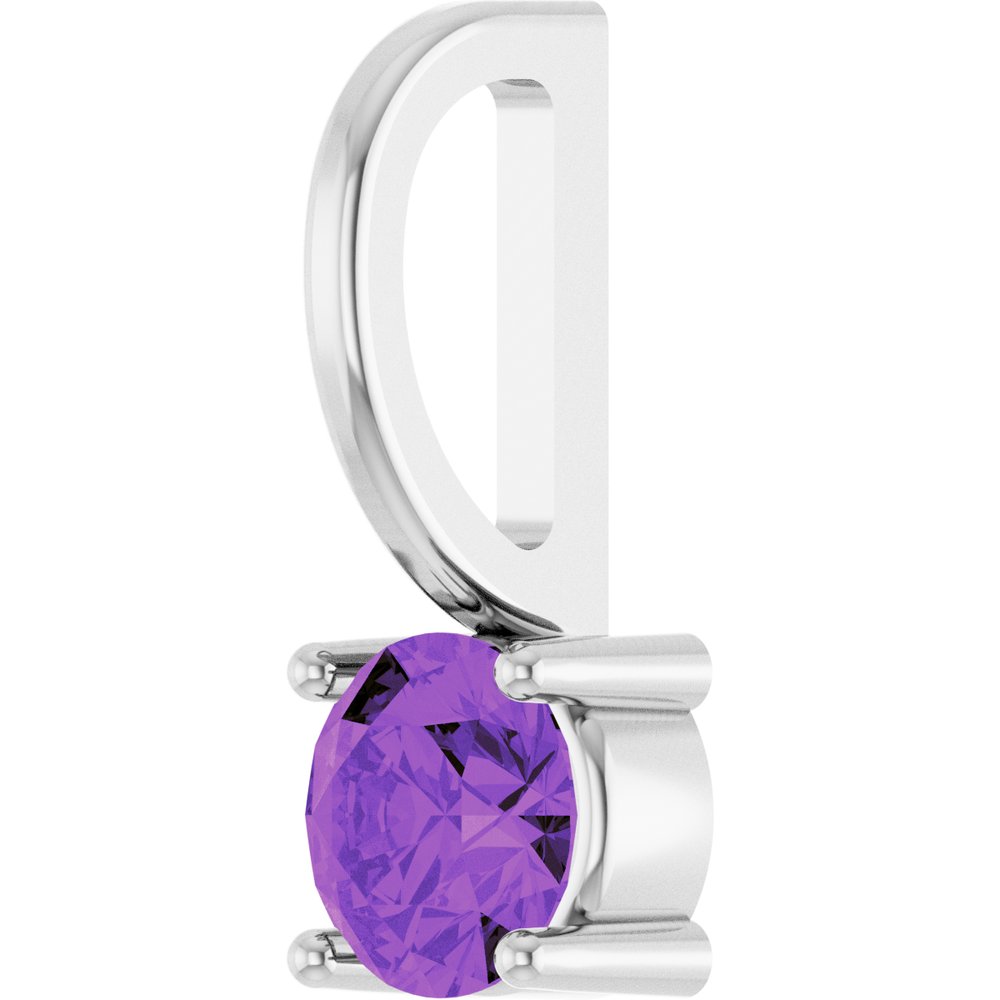 Sterling Silver Imitation Amethyst Solitaire Charm/Pendant