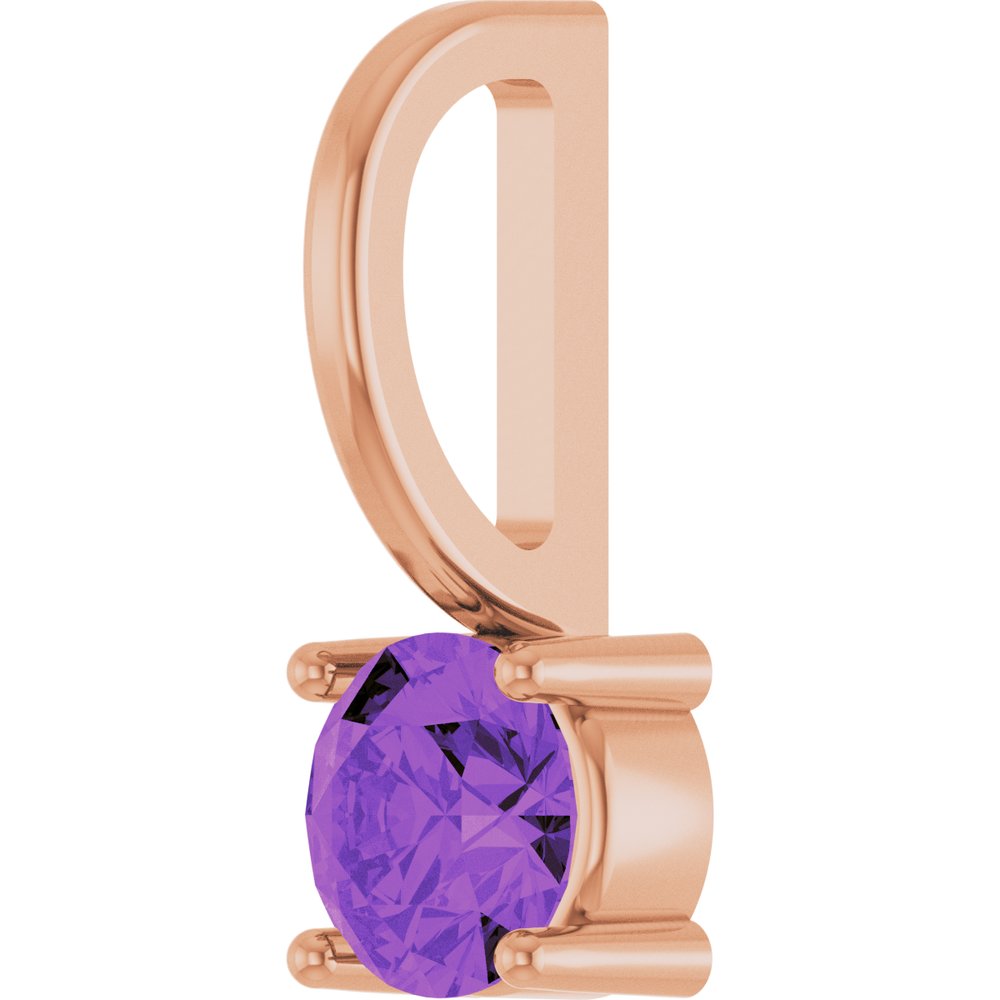 14K Rose Imitation Amethyst Solitaire Charm/Pendant