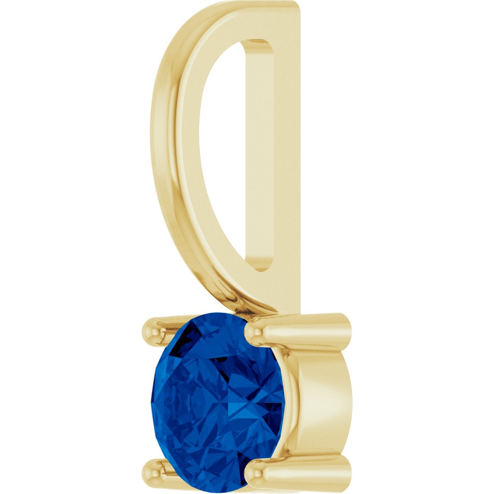 14K Yellow Lab-Grown Blue Sapphire Solitaire Charm/Pendant