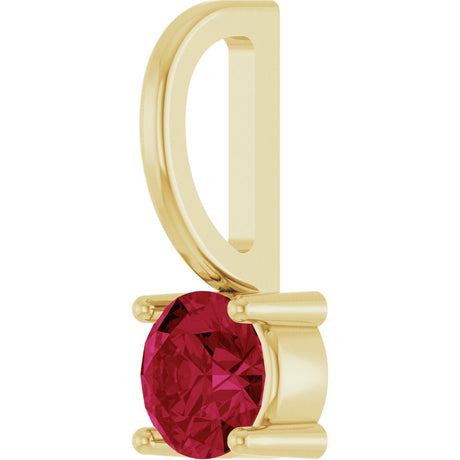 14K Yellow Imitation Ruby Solitaire Charm/Pendant