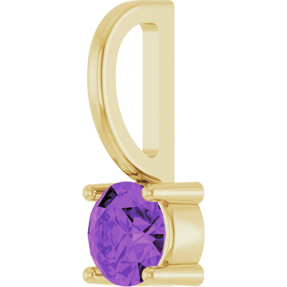 14K Yellow Imitation Amethyst Solitaire Charm/Pendant