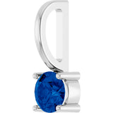 14K White Gold Lab-Grown Blue Sapphire Solitaire Charm/Pendant
