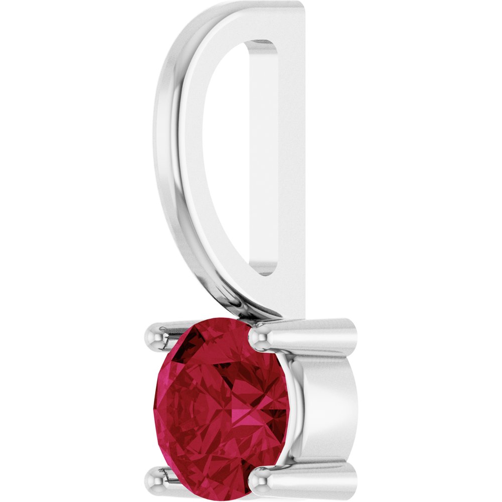 14K White Gold Lab-Grown Ruby Solitaire Charm/Pendant