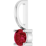 14K White Gold Lab-Grown Ruby Solitaire Charm/Pendant