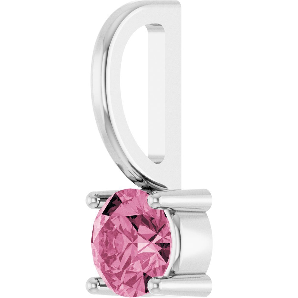 14K White Gold Imitation Pink Tourmaline Solitaire Charm/Pendant