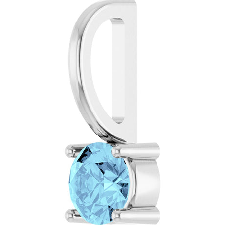 14K White Imitation Aquamarine Solitaire Charm/Pendant