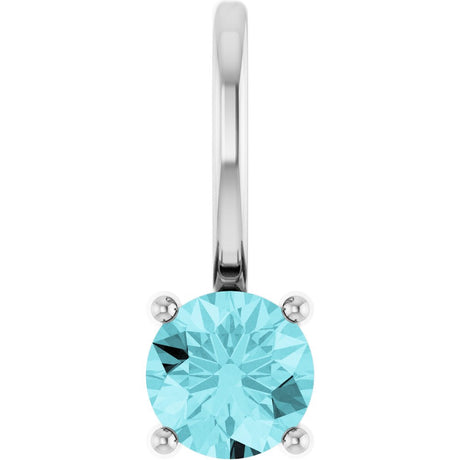 Sterling Silver Imitation Blue Zircon Solitaire Charm/Pendant