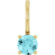 14K Yellow Gold Imitation Blue Zircon Solitaire Charm/Pendant