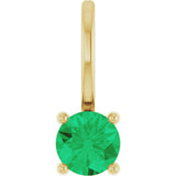 14K Yellow Gold Imitation Emerald Solitaire Charm/Pendant