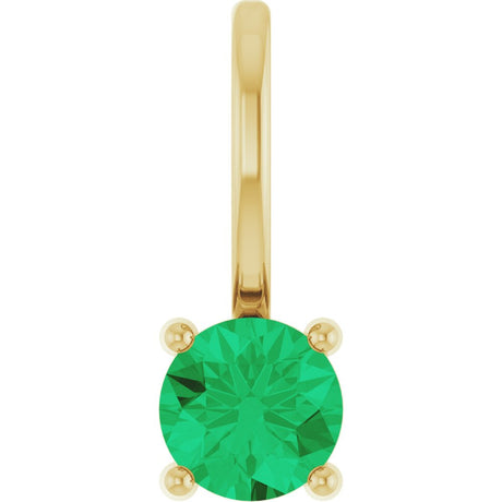 14K Yellow Gold Imitation Emerald Solitaire Charm/Pendant