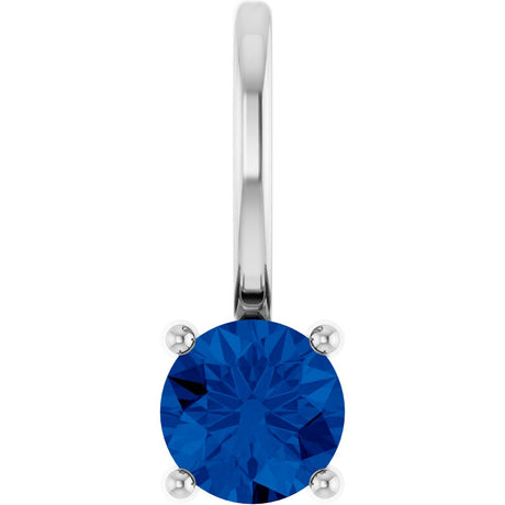 14K White Gold Lab-Grown Blue Sapphire Solitaire Charm/Pendant