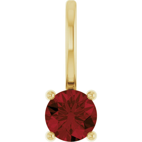 14K Yellow Gold Imitation Mozambique Garnet Solitaire Charm/Pendant