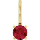 14K Yellow Gold Lab-Grown Ruby Solitaire Charm/Pendant
