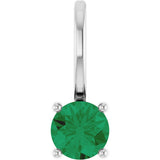 Sterling Silver Lab-Grown Emerald Solitaire Charm/Pendant