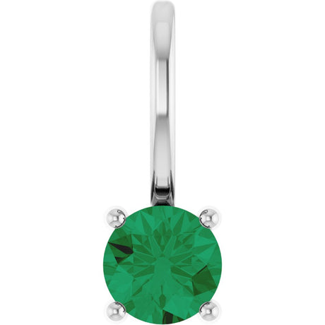 Sterling Silver Lab-Grown Emerald Solitaire Charm/Pendant