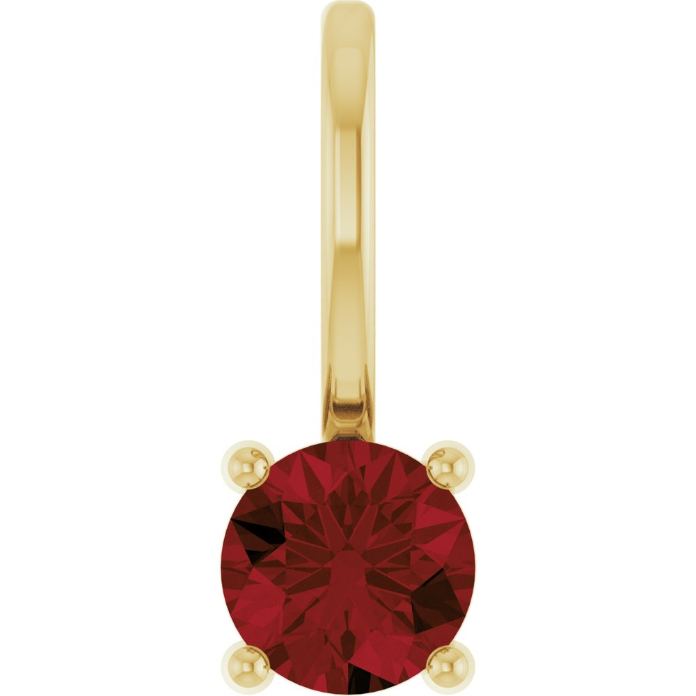 14K Yellow Gold Imitation Mozambique Garnet Solitaire Charm/Pendant