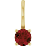 14K Yellow Gold Imitation Mozambique Garnet Solitaire Charm/Pendant