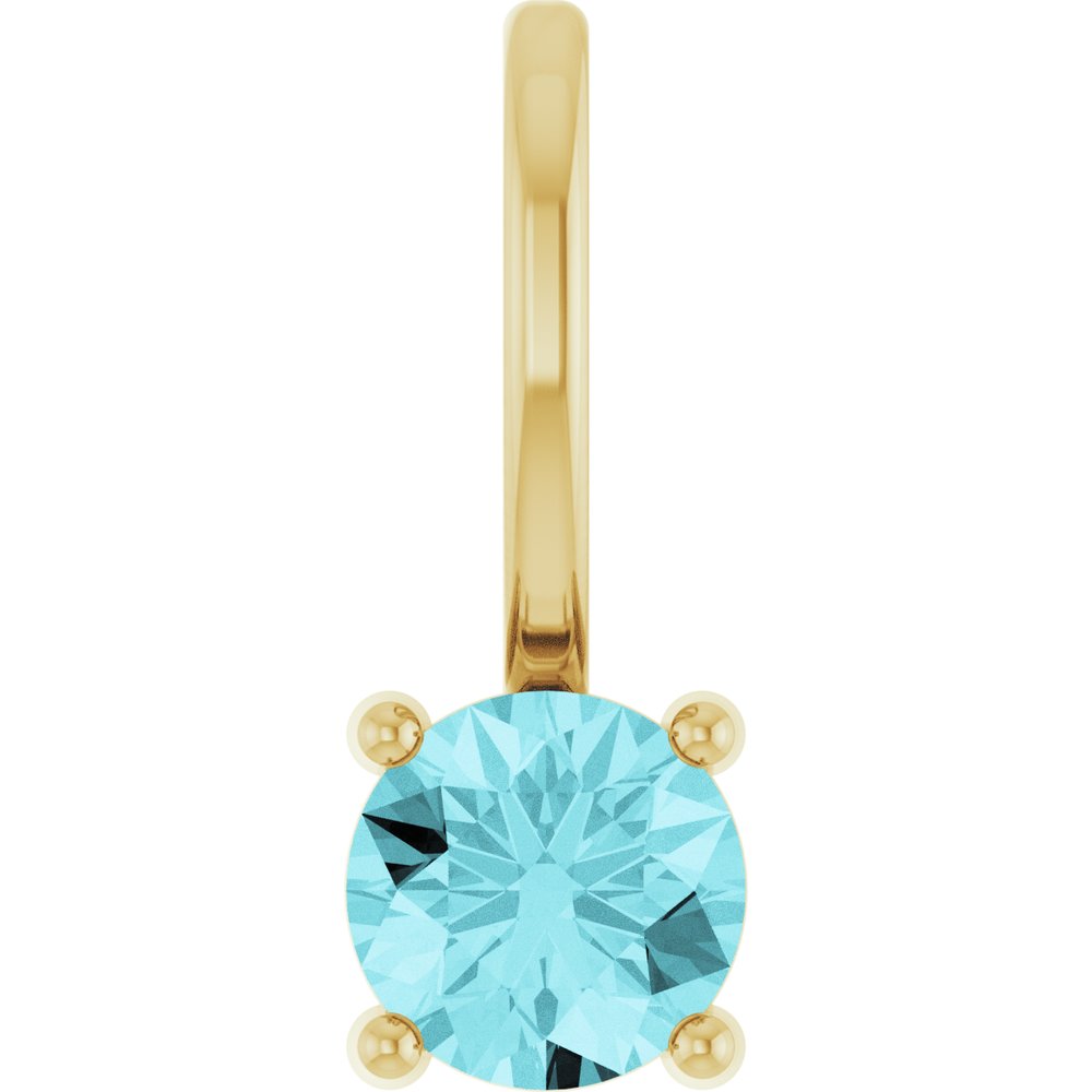 14K Yellow Imitation Blue Zircon Solitaire Charm/Pendant