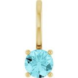 14K Yellow Imitation Blue Zircon Solitaire Charm/Pendant