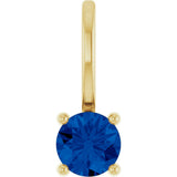 14K Yellow Gold Imitation Blue Sapphire Solitaire Charm/Pendant