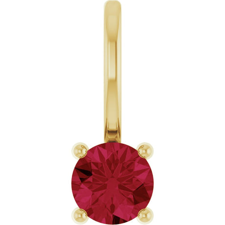 14K Yellow Imitation Ruby Solitaire Charm/Pendant