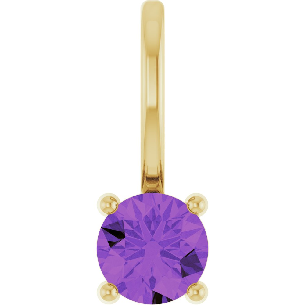 14K Yellow Gold Imitation Amethyst Solitaire Charm/Pendant