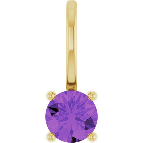 14K Yellow Gold Imitation Amethyst Solitaire Charm/Pendant