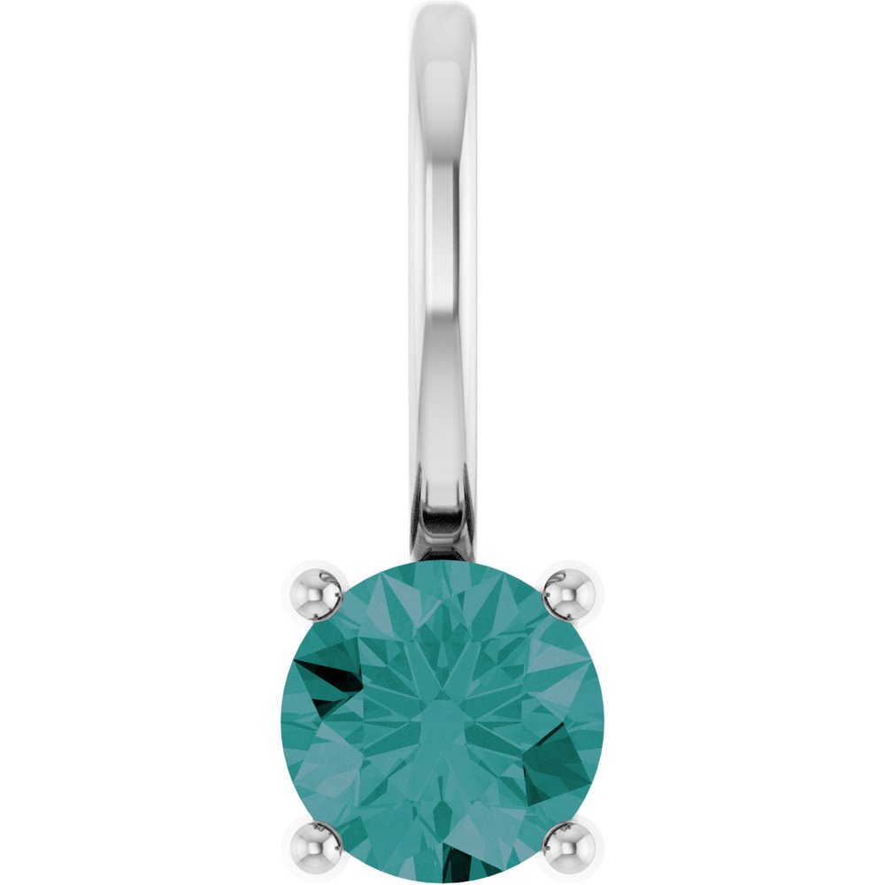 14K White Imitation Alexandrite Solitaire Charm/Pendant