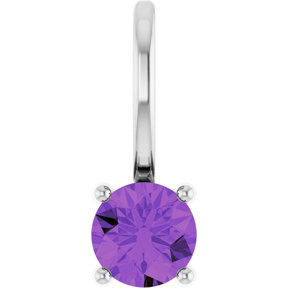 14K White Imitation Amethyst Solitaire Charm/Pendant