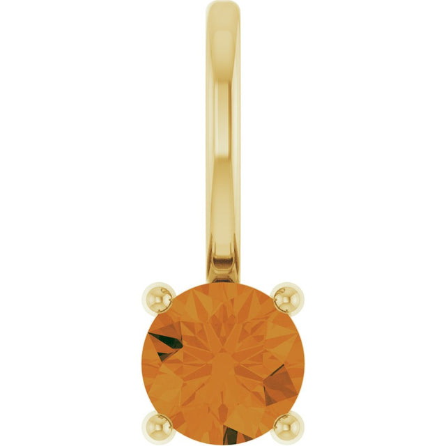 14K Yellow Gold Imitation Citrine Solitaire Charm/Pendant