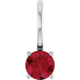 14K White Gold Lab-Grown Ruby Solitaire Charm/Pendant