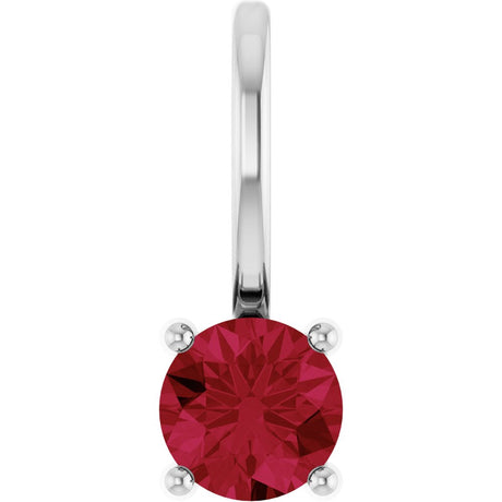 14K White Gold Lab-Grown Ruby Solitaire Charm/Pendant
