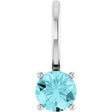 14K White Imitation Blue Zircon Solitaire Charm/Pendant