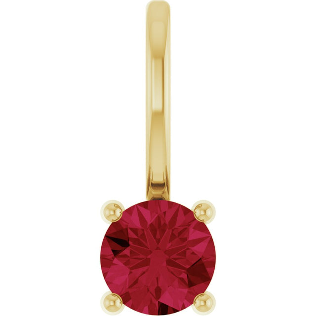 14K Yellow Gold Lab-Grown Ruby Solitaire Charm/Pendant