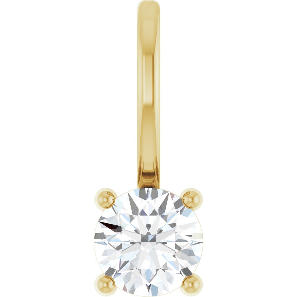 14K Yellow Imitation Diamond Solitaire Charm/Pendant