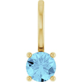 14K Yellow Gold Imitation Aquamarine Solitaire Charm/Pendant