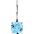 14K White Imitation Aquamarine Solitaire Charm/Pendant