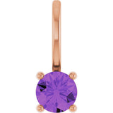 14K Rose Imitation Amethyst Solitaire Charm/Pendant