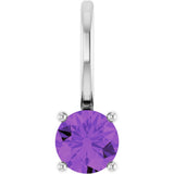 Sterling Silver Imitation Amethyst Solitaire Charm/Pendant