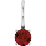 Sterling Silver Imitation Mozambique Garnet Solitaire Charm/Pendant