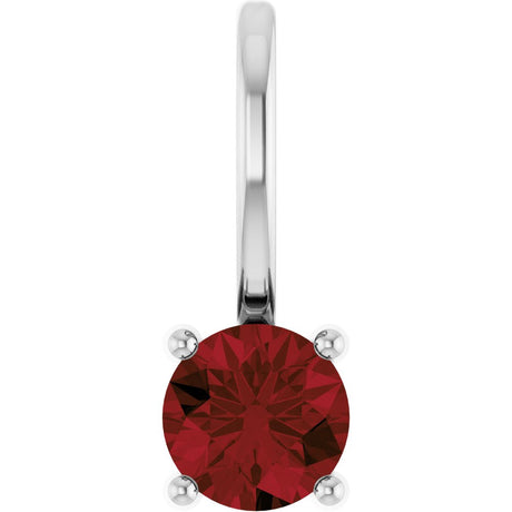 Sterling Silver Imitation Mozambique Garnet Solitaire Charm/Pendant