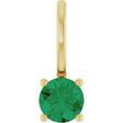 14K Yellow Gold Lab-Grown Emerald Solitaire Charm/Pendant